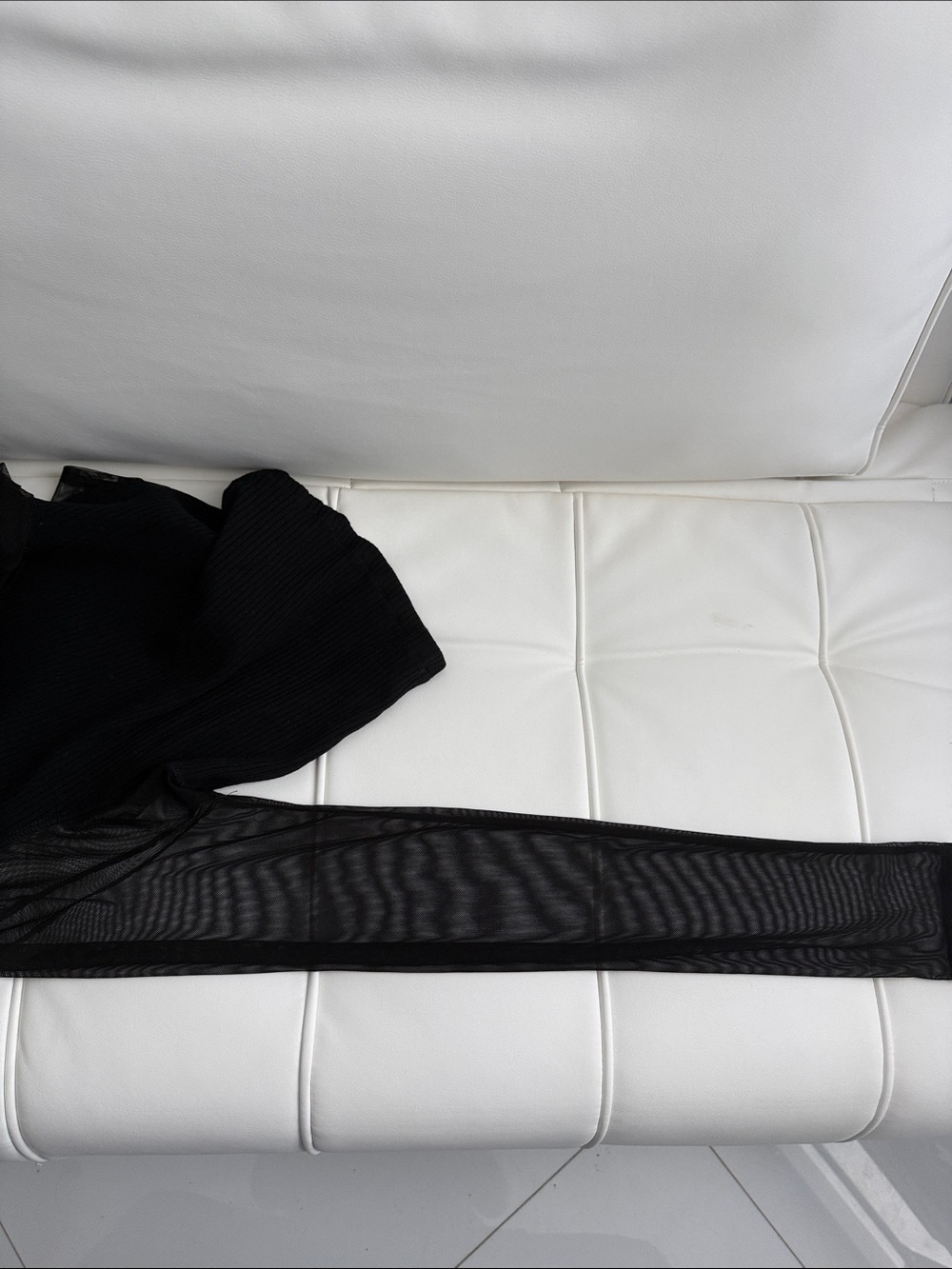 Zara Black Ribbed Top with Sheer Mesh Long Sleeves - Picture 4 of 5
